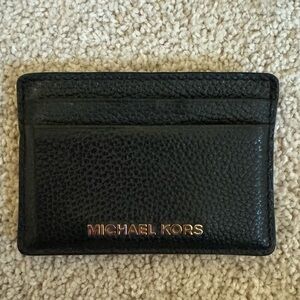 Michael Kors Pebbled Leather Card Case Black